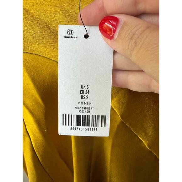 Topshop Women's Yellow Leopard Asymmetric Fishtail Midi Skirt Size 2 - Picture 7 of 8